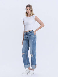 Super HR Double Cuffed Baggy Wide Jeans LV37