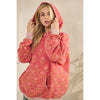 Floral Printed Fleece Hoodie - Coral