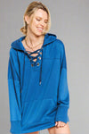 Lace Up Hoodie - Teal