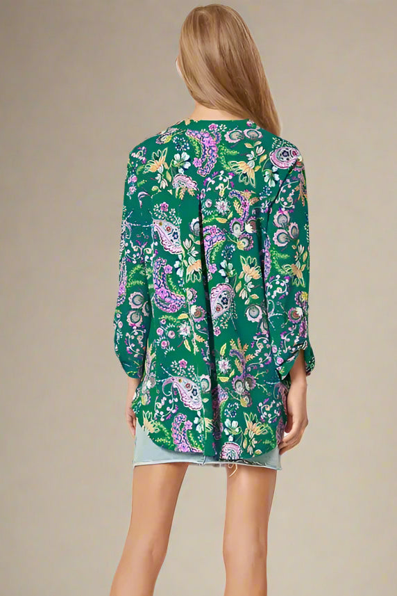 Lizzy Top - Teal Paisley
