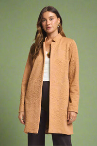 Amara Jacquard Midi Coat - Caramel