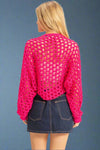 Open Stitch Bolero Cardigan - Fuchsia