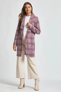 Open Front Midi Blazer - Wine