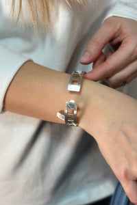 Cut Out Square Bangle Silver