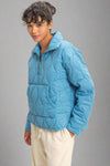 Quilted Half Zip Pullover - Blue