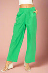 Poplin High Waist Pants - Green
