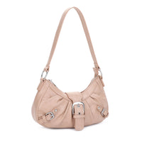 Grunge Buckle Baguette Shoulder Bag - Taupe