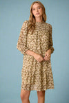 Floral Smocked Yoke Tiered Dress - Cream