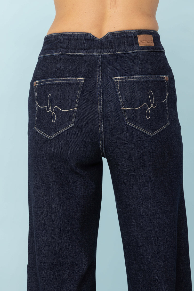 High Rise Pocket Embroidery Wide - JB151