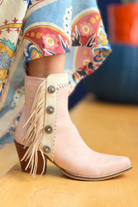 Gizelle Western Fringe Bootie - Pink