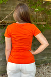 Women's Cotton V-Neck Tee - Orange