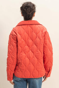 Quilted Half Zip Pullover - Red