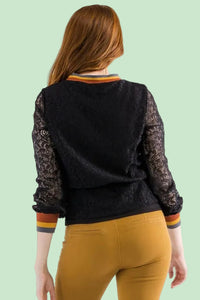 Lace Top With Multi Colored Trim