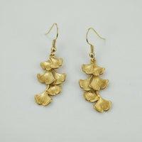 Vintage Inspired Ginkgo Leaf Tassel Dangle Earrings