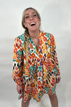 Babydoll Multi Print Dress - Orange