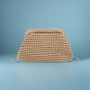Anastasia Straw Clutch With Chain Strap - Natural