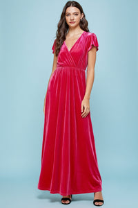 Velvet Maxi Dress - Fuchsia