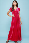 Velvet Maxi Dress - Fuchsia