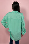 Oversized Striped Long Sleeve Shirt - Green