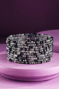 10 Piece Stackable Boho Bracelet - Black Crystal