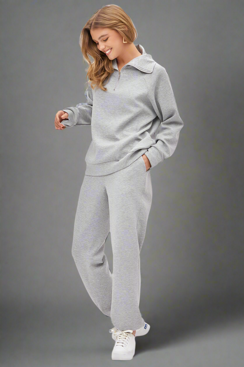 Hamptons Quarter Zip Top - Grey