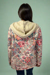 Paisley Floral Sherpa Hooded Jacket - Beige