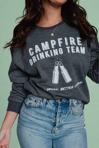 Campfire Drinking Team Sweatshirt Gray