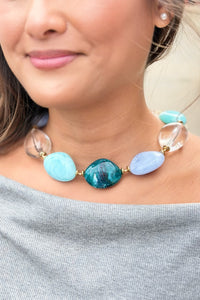Natural Stone Bead Necklace Teal
