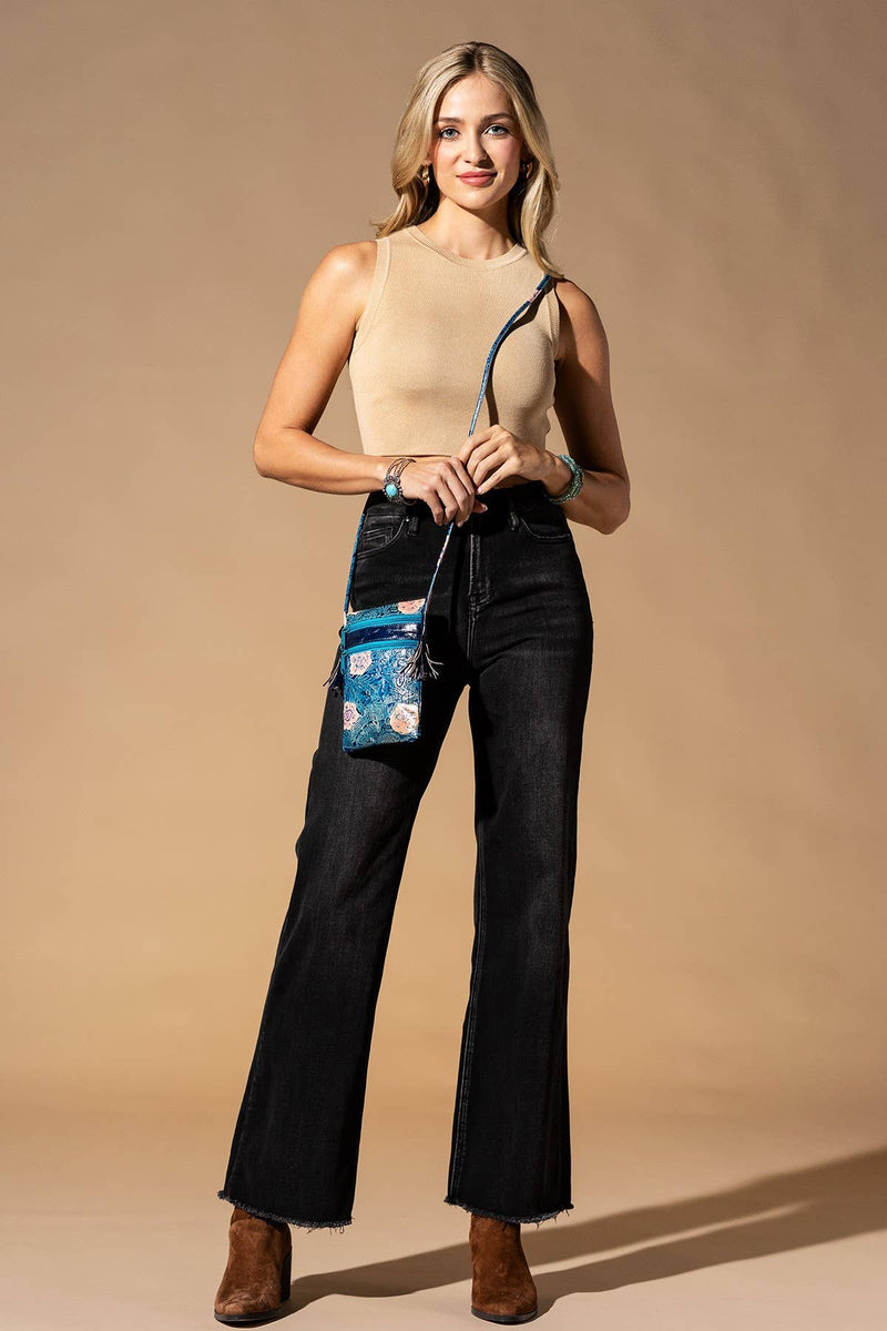 Hand-Painted Genuine Leather Crossbody - Sienna