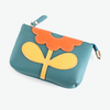 Flower Leather Coin Purse w/Keychain - Blue