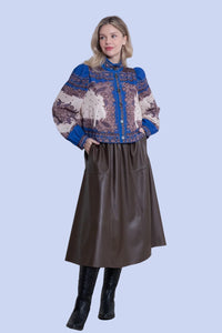 Printed Long Sleeve Jacket - Blue