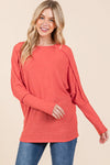 Casual Cozy Dolman Sweater - Red