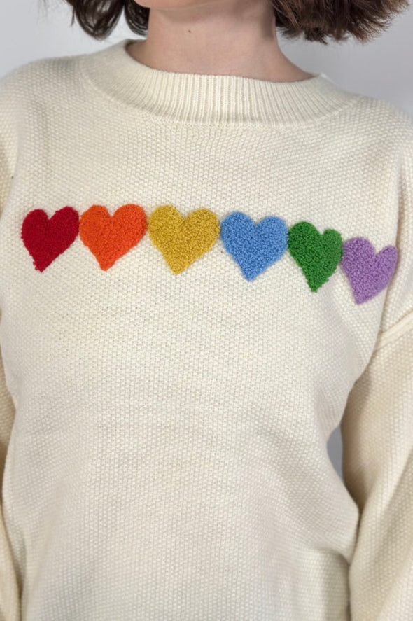 Rainbow Heart Shaped Patch Sweater
