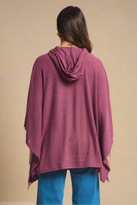 Ribbed Knit Poncho Top - Mulberry Rose