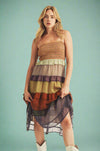 Neutral Color Block Maxi Dress - Multi