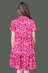 Button Down Tiered Dress Pink