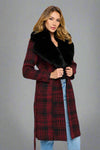 Cosmopolitan Faux Fur-Trimmed Plaid Coat