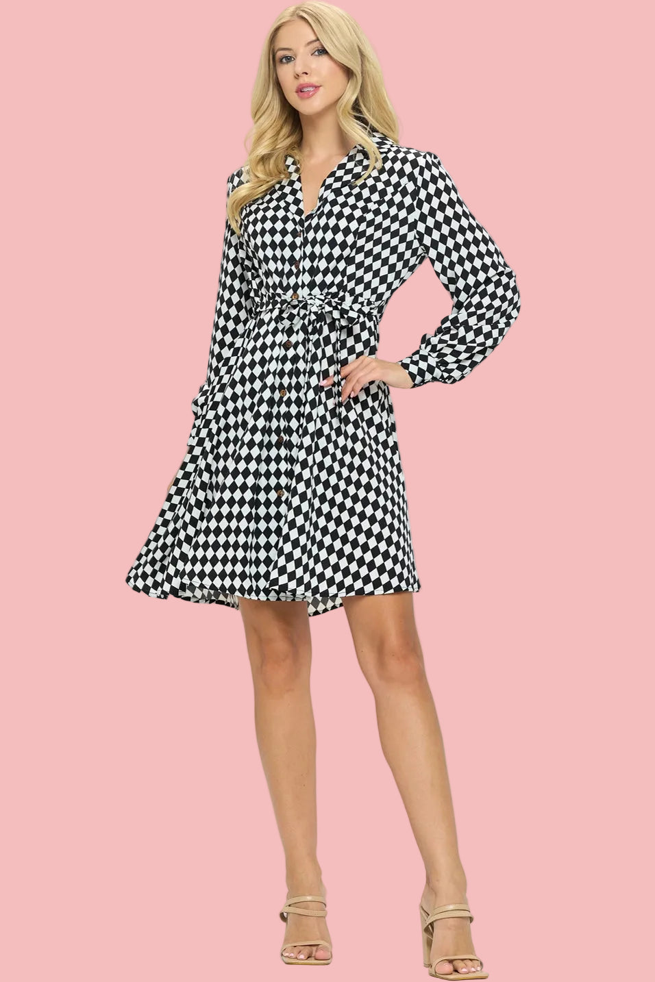 Checkered Button Down Dress