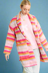 Fuzzy Open Coat Jacket - Pink Orange
