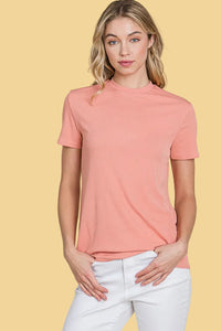 Solid Rib Knit Top - Coral