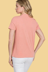 Solid Rib Knit Top - Coral