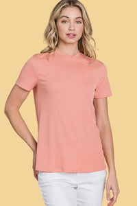 Solid Rib Knit Top - Coral