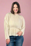 Plisse Dolman Sleeve Blouse - Cream