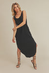 Round Hem Daisy Dress - Black