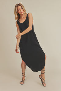 Round Hem Daisy Dress - Black