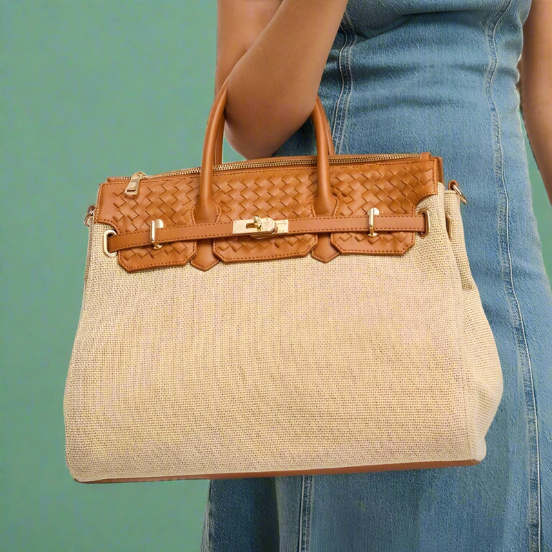 Bertha Straw & Woven Satchel Bag