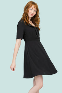 Peter Pan Collar Dress - Black