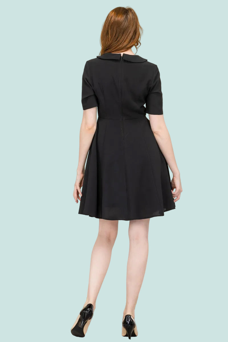 Peter Pan Collar Dress - Black