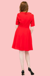 Peter Pan Collar Dress - Red