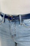 Double Ring Buckle Cinch Belt - Navy